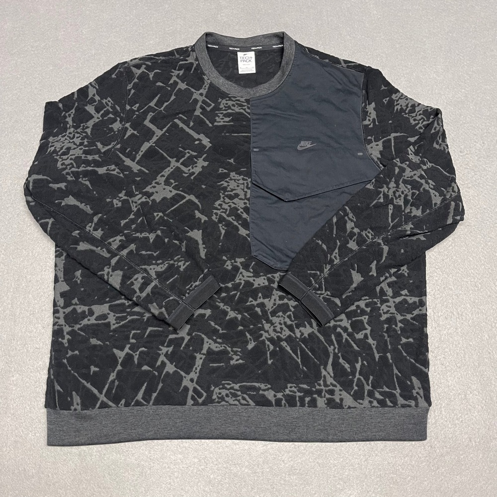 Nike Tech Pack Sweatshirt Mens XL Black Grey Crewneck Dri-FIT Baggy Lose Fit